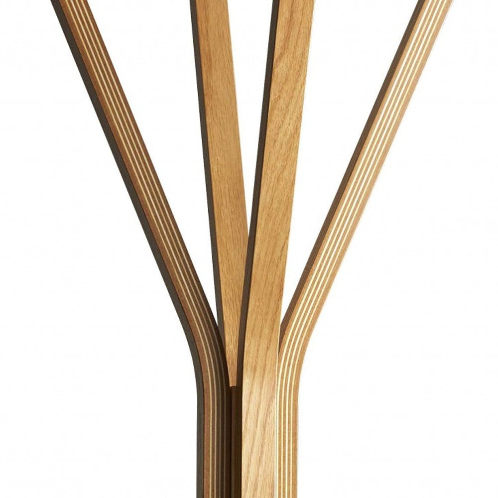 68" Natural Modern Wood Coat Tree Rack - Office