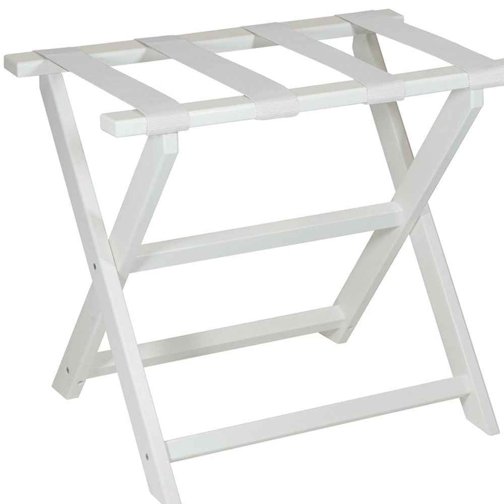 Earth Friendly White Folding Luggage Rack With White Straps