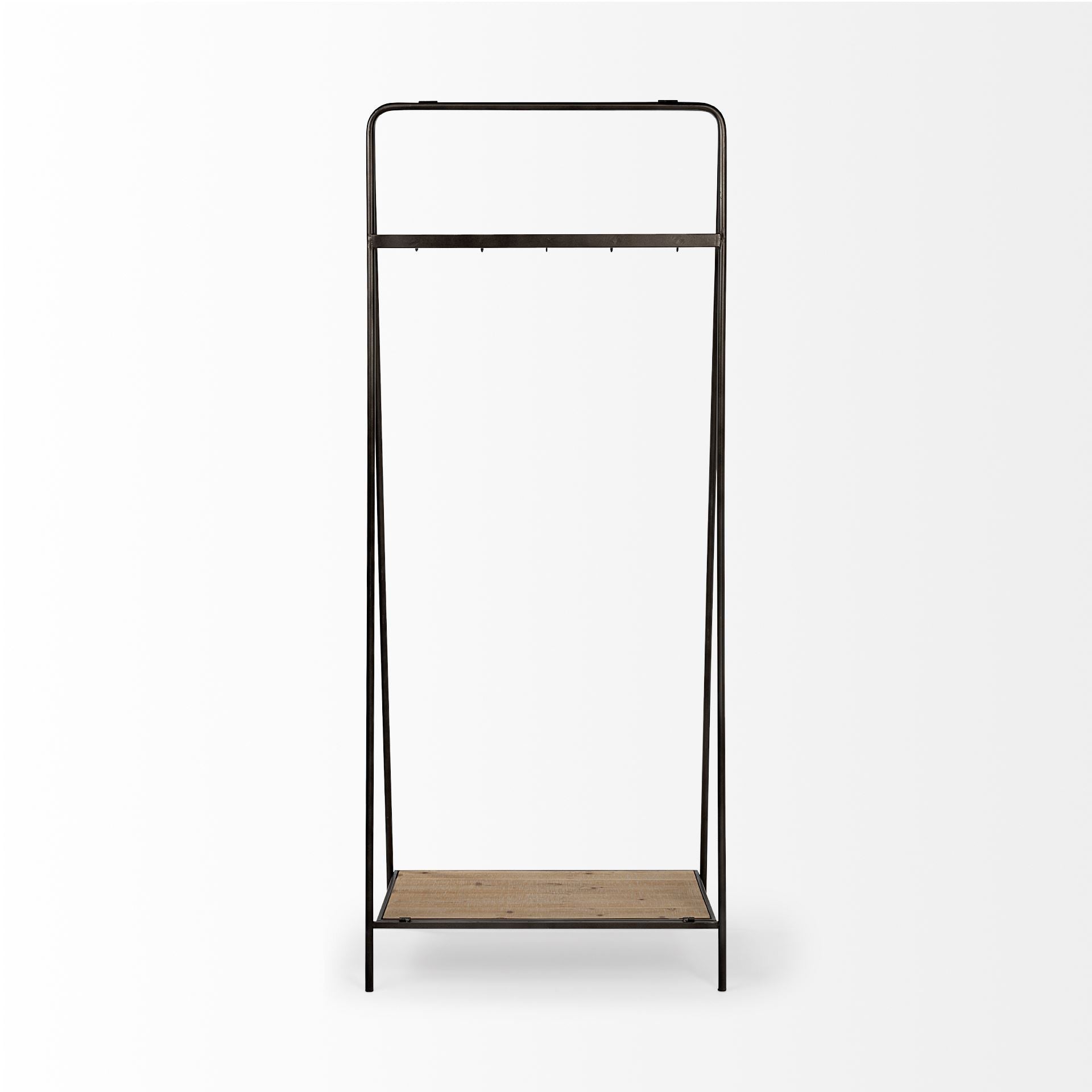 Black Pipe Metal And Wood Shelf Hall Tree - Office
