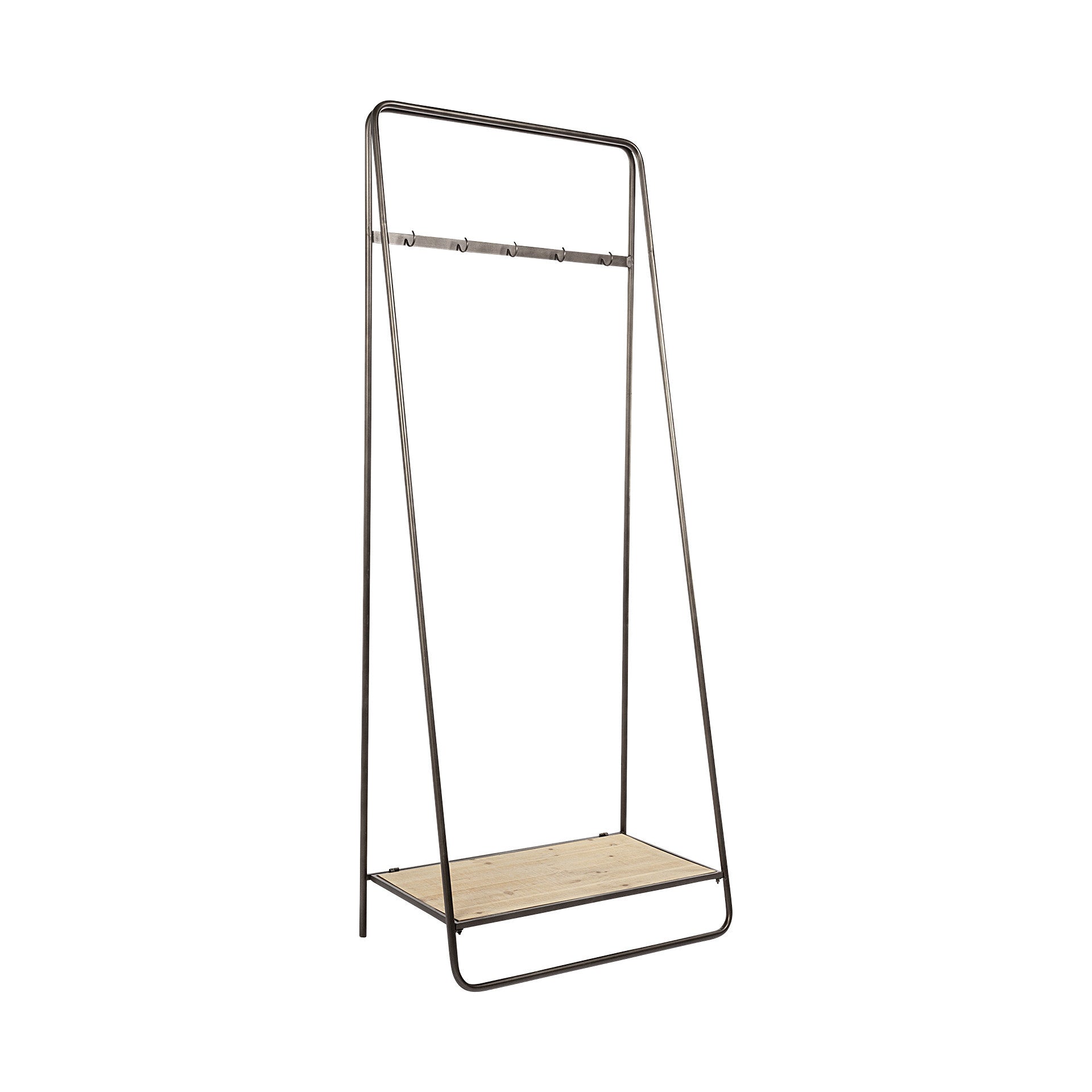 Black Pipe Metal And Wood Shelf Hall Tree - Office