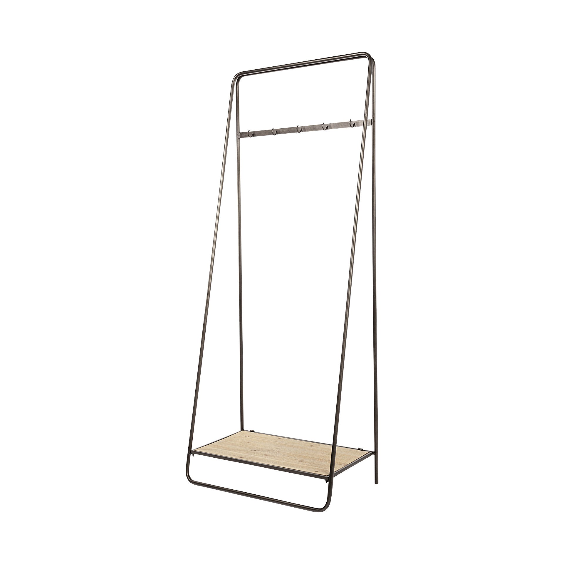 Black Pipe Metal And Wood Shelf Hall Tree - Office