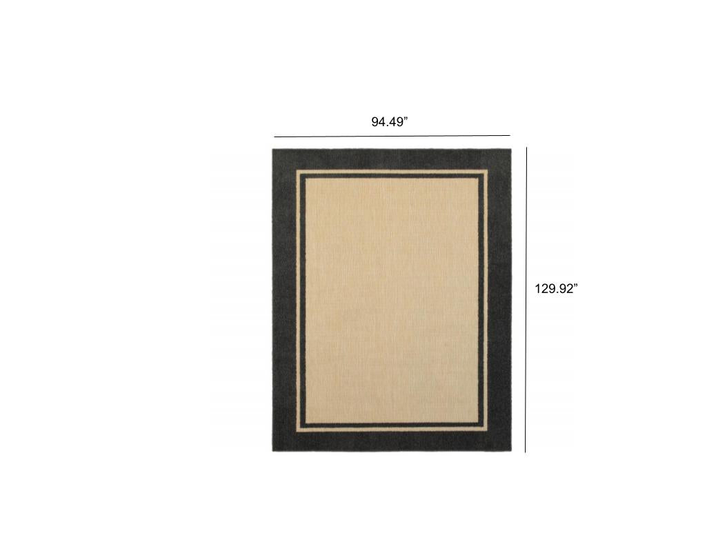 8' X 11' Beige And Black Indoor Outdoor Area Rug - Outdoor