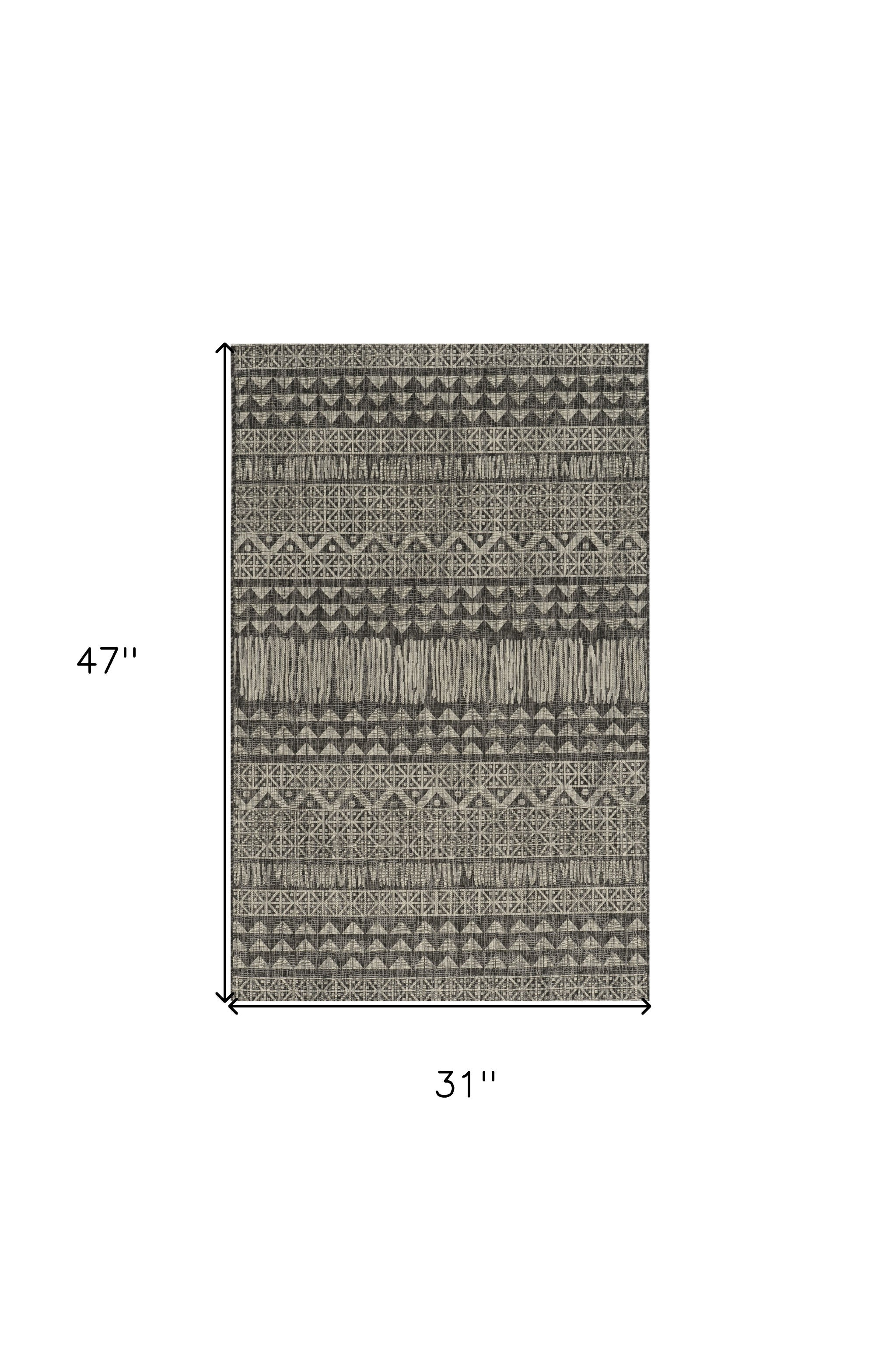3' X 4' Charcoal Southwestern Indoor Outdoor Area Rug - Outdoor
