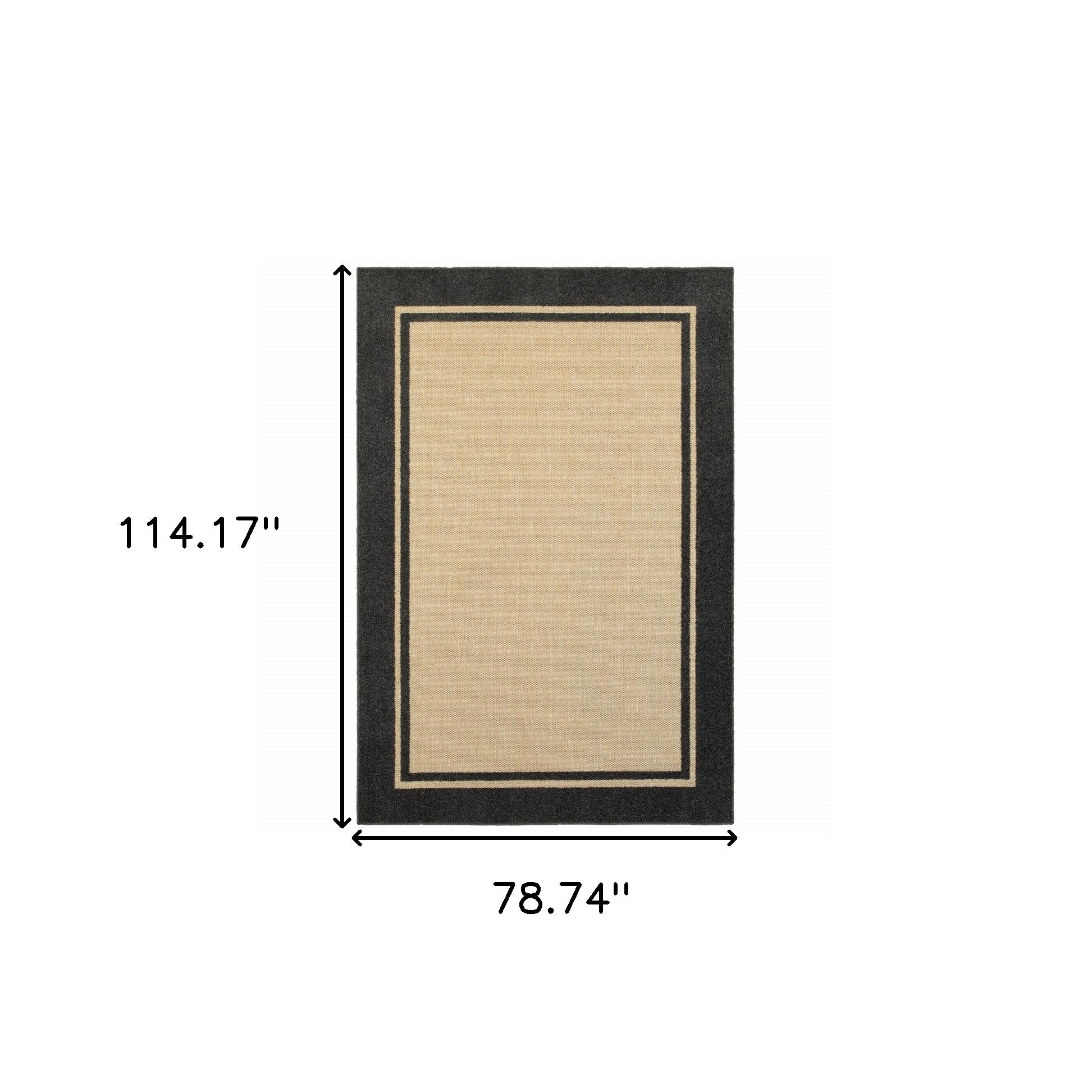 7' X 10' Beige And Black Indoor Outdoor Area Rug - Outdoor