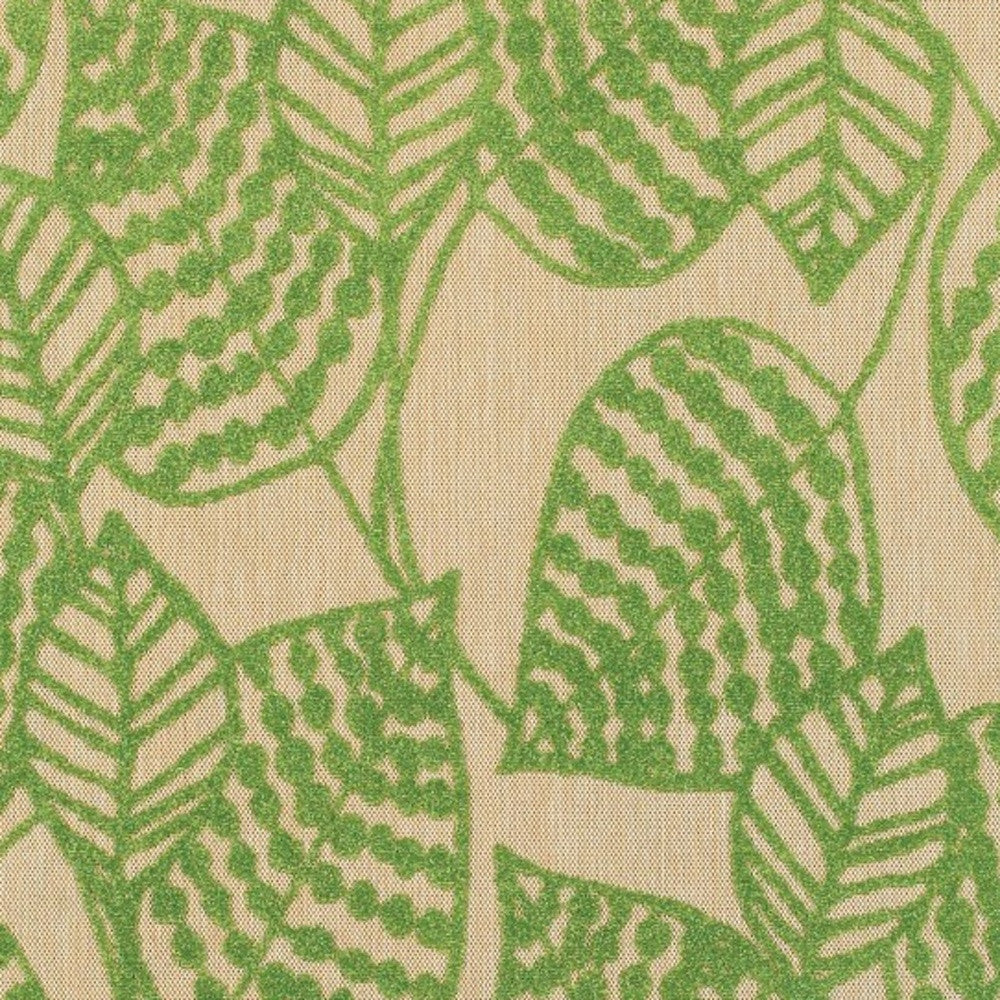 8' X 11' Green Floral Indoor Outdoor Area Rug - Outdoor