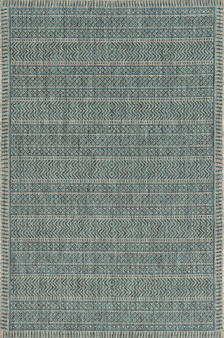 3' X 5' Teal Blue Geometric Indoor Outdoor Area Rug - Outdoor