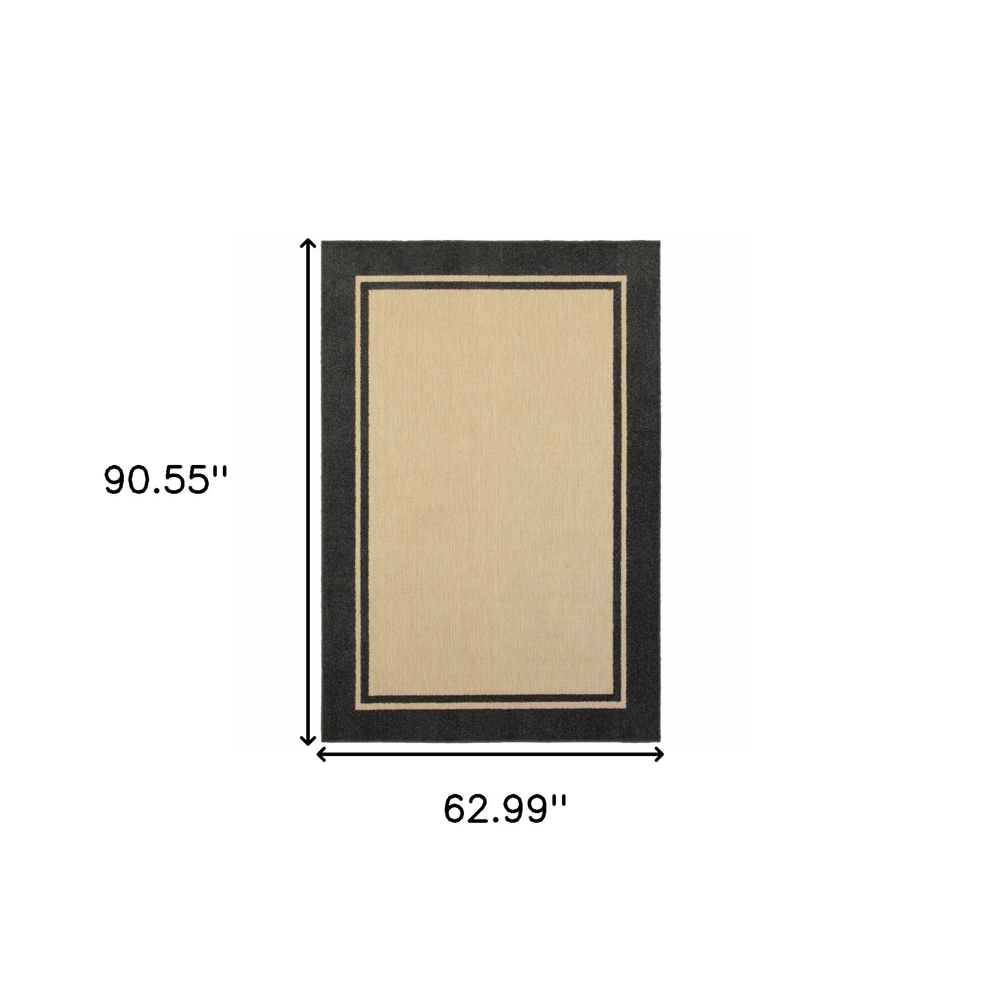 5' X 8' Beige And Black Indoor Outdoor Area Rug - Outdoor