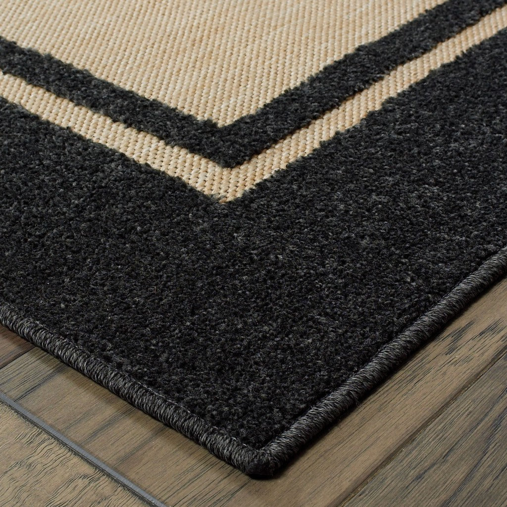 5' X 8' Beige And Black Indoor Outdoor Area Rug - Outdoor
