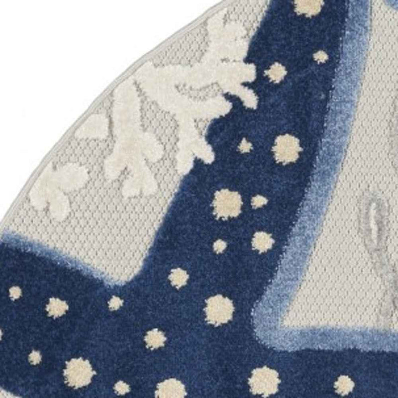 5' Blue And Gray Round Indoor Outdoor Area Rug