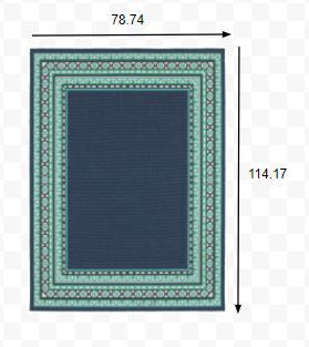 7' X 10' Blue and Green Indoor Outdoor Area Rug - Outdoor