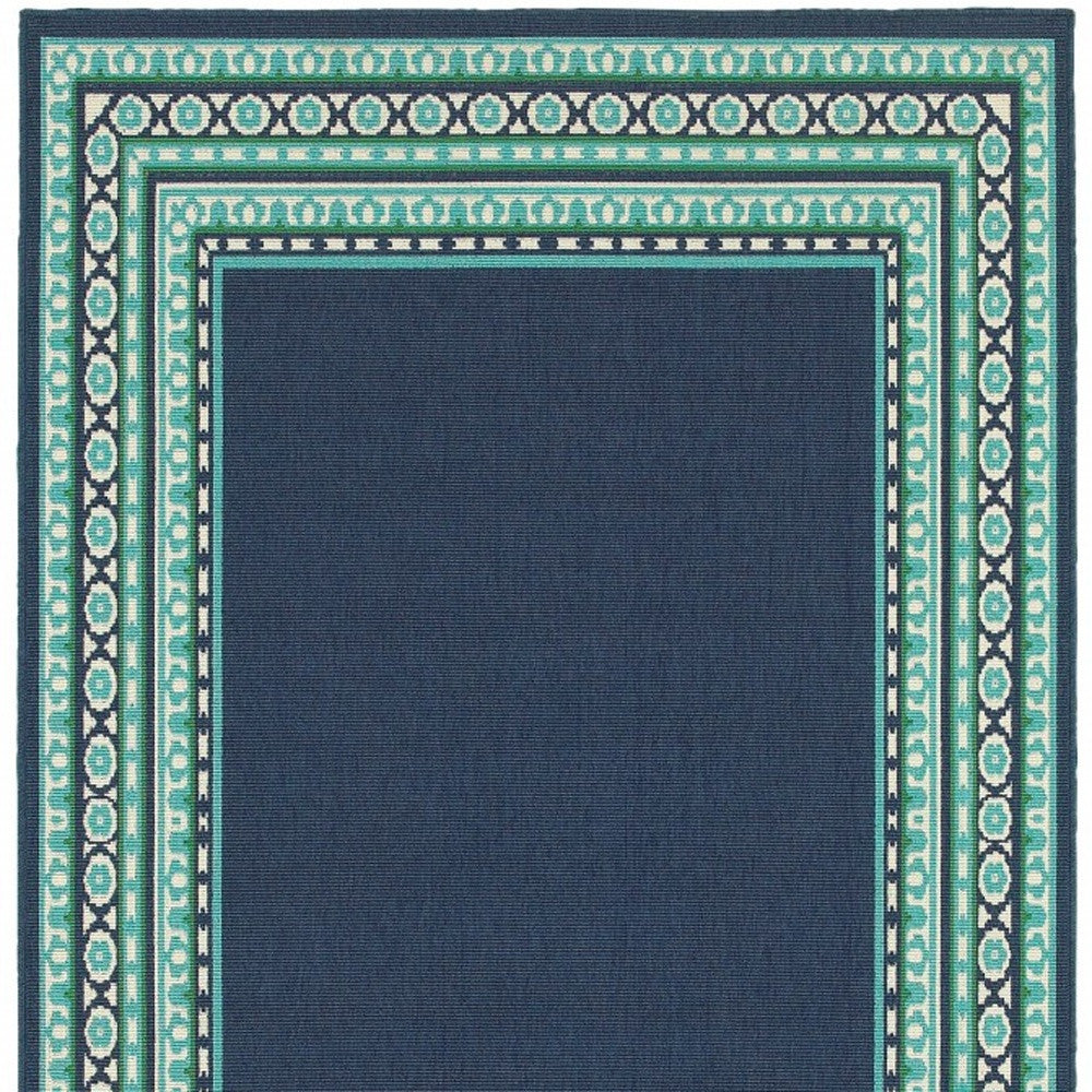 7' X 10' Blue and Green Indoor Outdoor Area Rug - Outdoor