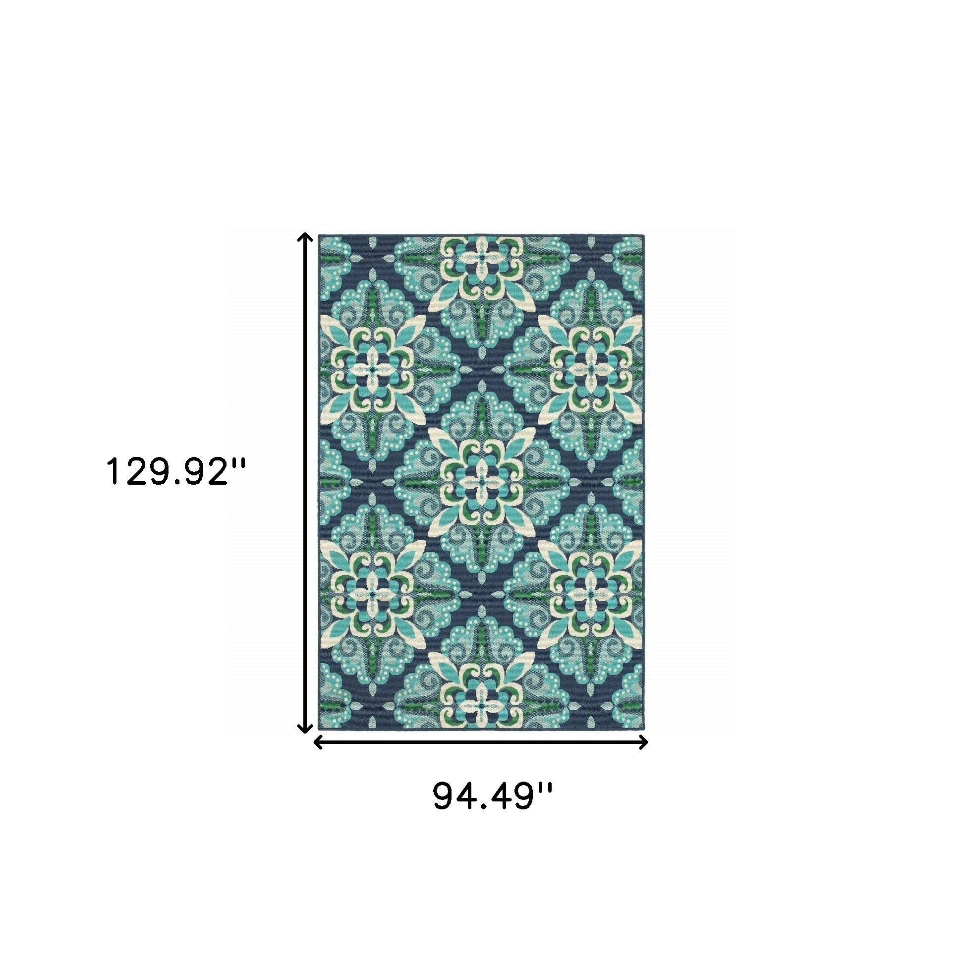 8' X 11' Blue And Green Indoor Outdoor Area Rug - Outdoor