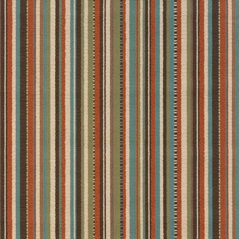 Close-up of multicolor striped indoor/outdoor area rug fabric and texture