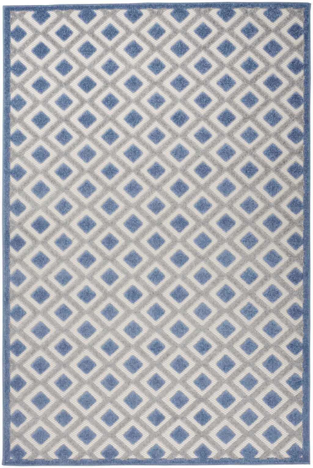 6' X 9' Blue And Gray Indoor Outdoor Area Rug