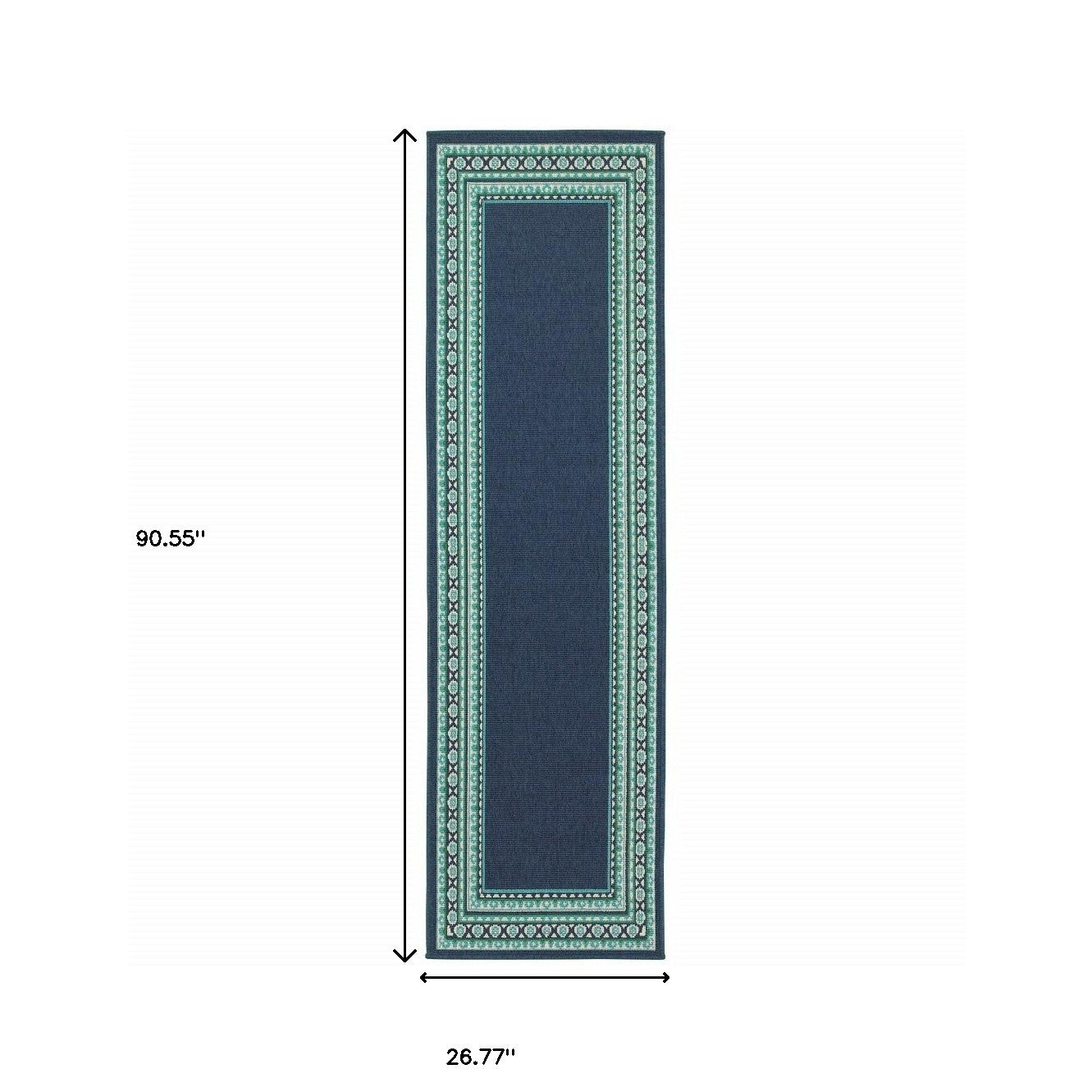 2' X 8' Blue and Green Indoor Outdoor Area Rug - Outdoor