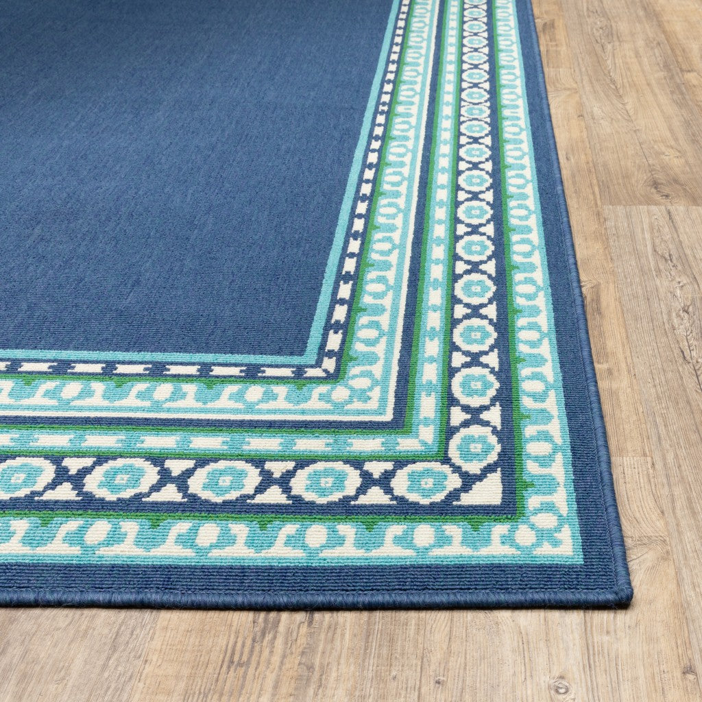 2' X 8' Blue and Green Indoor Outdoor Area Rug - Outdoor