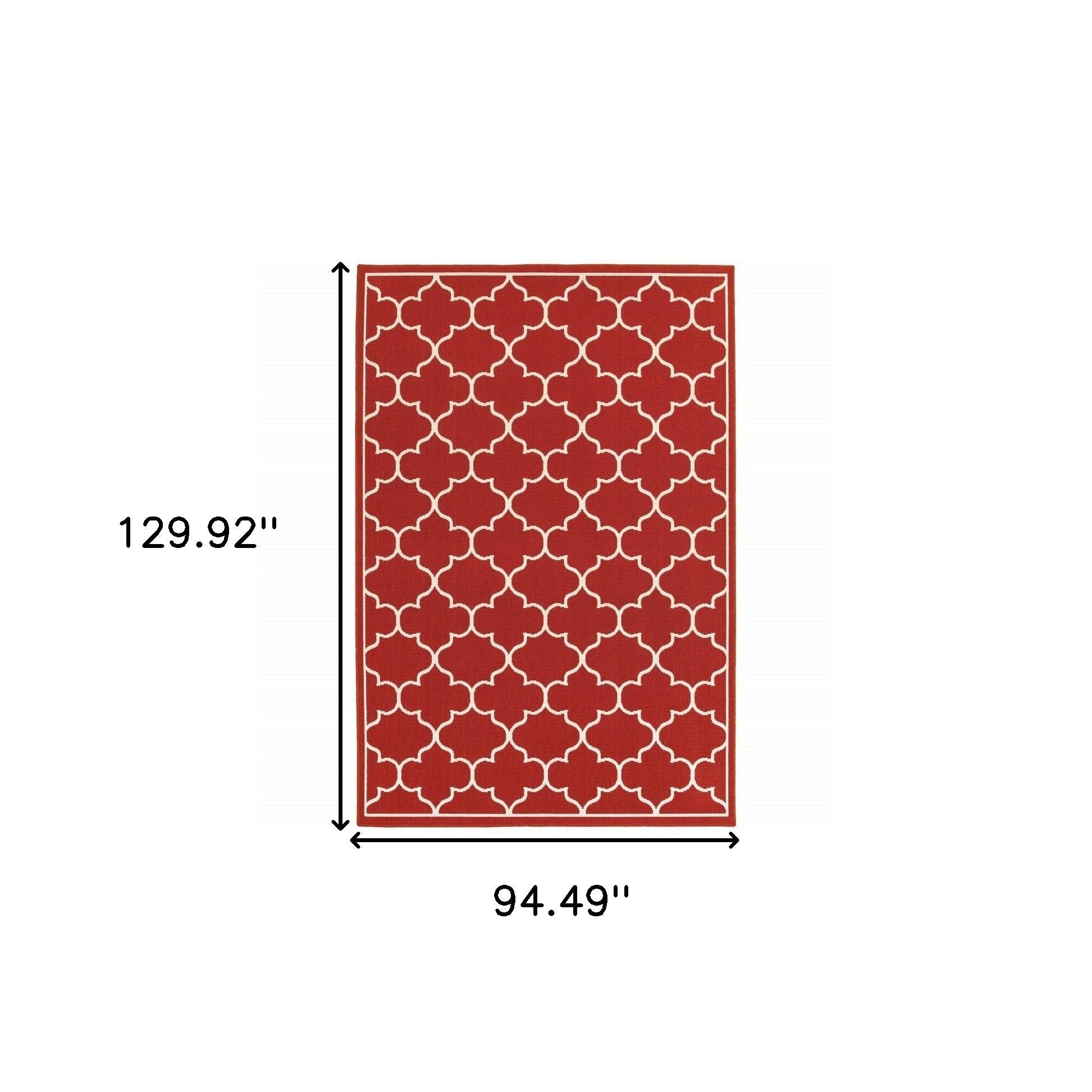 8' X 11' Red And Ivory Indoor Outdoor Area Rug - Outdoor