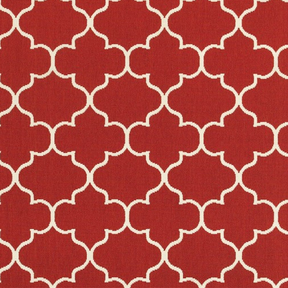 8' X 11' Red And Ivory Indoor Outdoor Area Rug - Outdoor