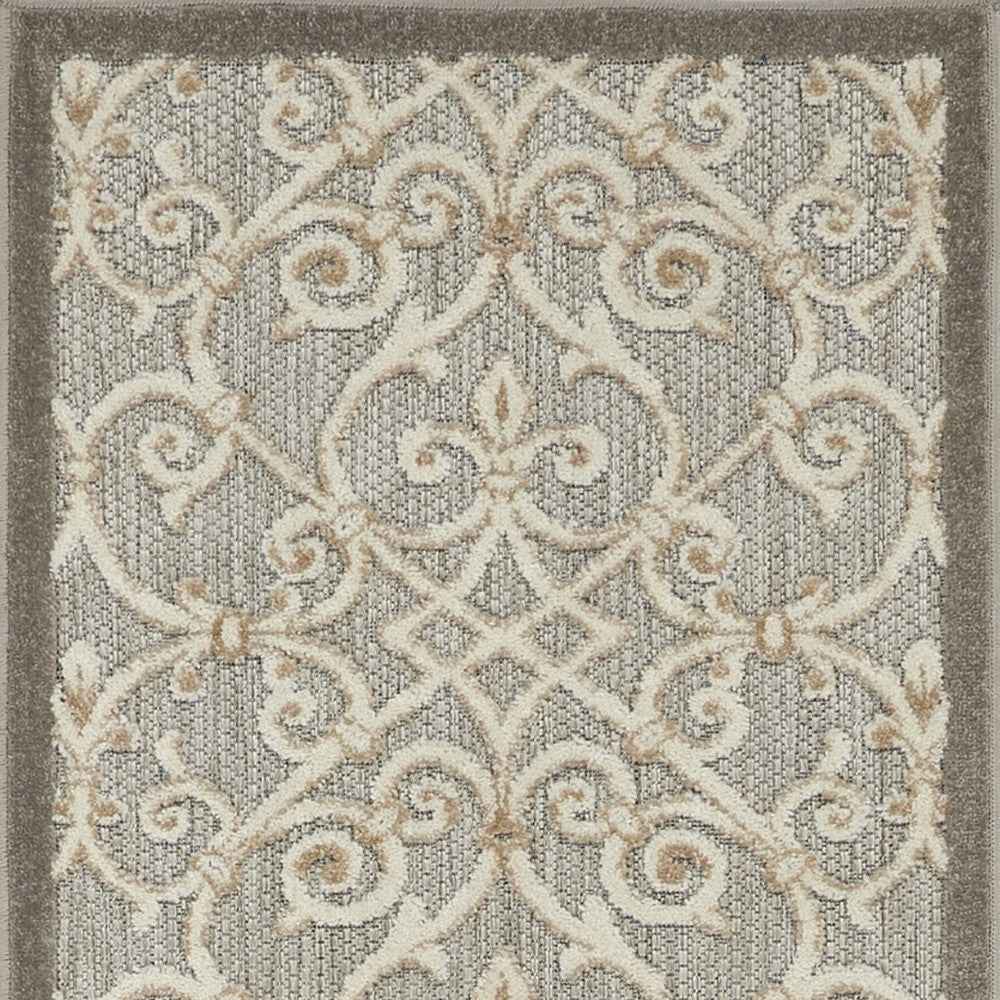 10' Gray And Ivory Indoor Outdoor Area Rug