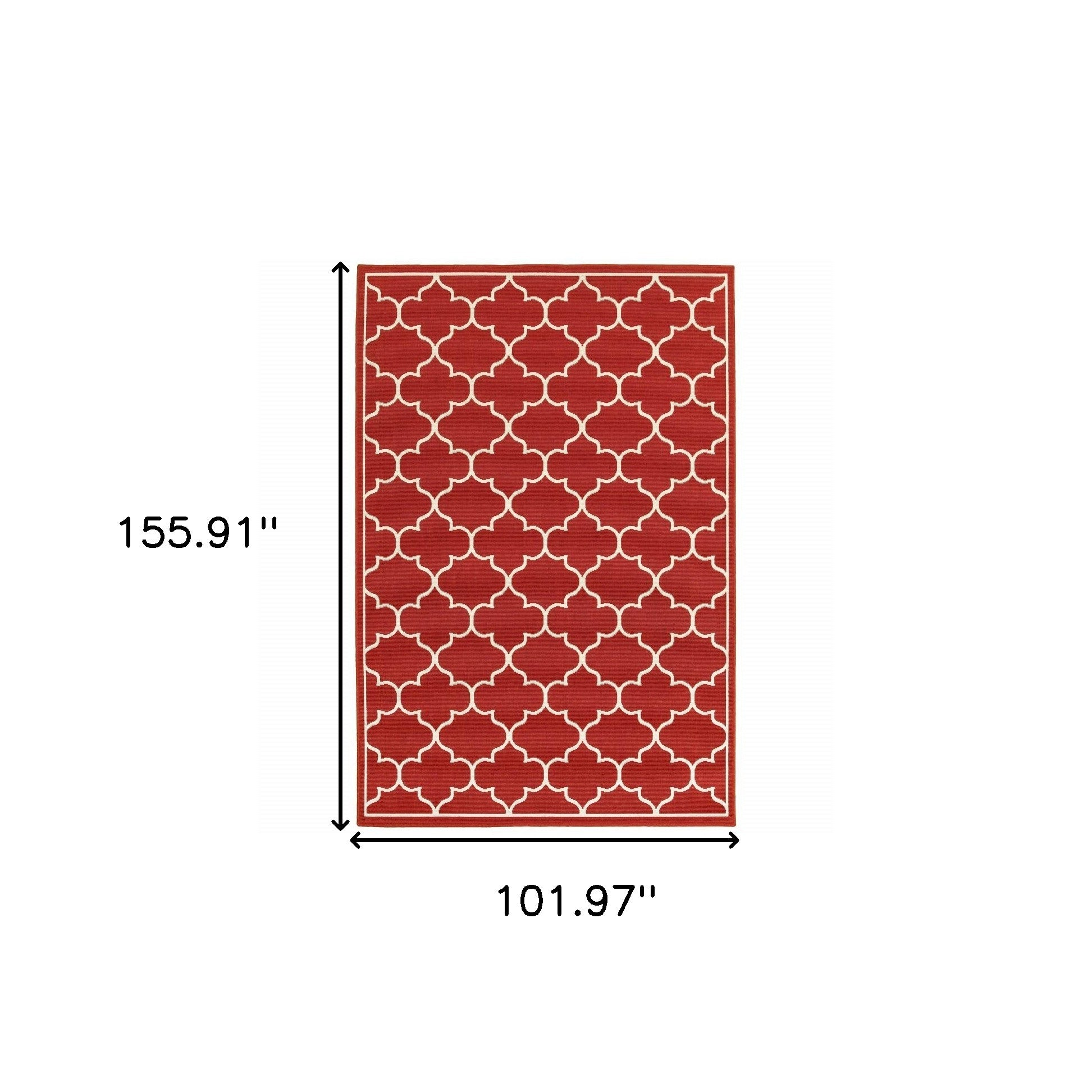 8' X 13' Red And Ivory Indoor Outdoor Area Rug - Outdoor