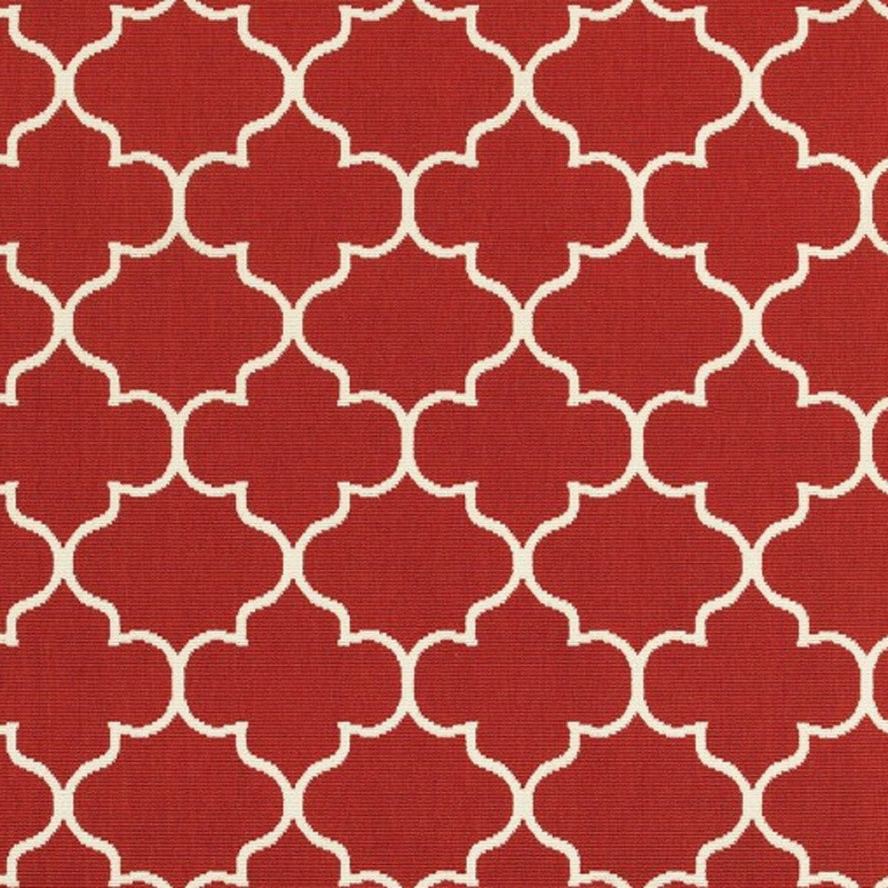 8' X 13' Red And Ivory Indoor Outdoor Area Rug - Outdoor