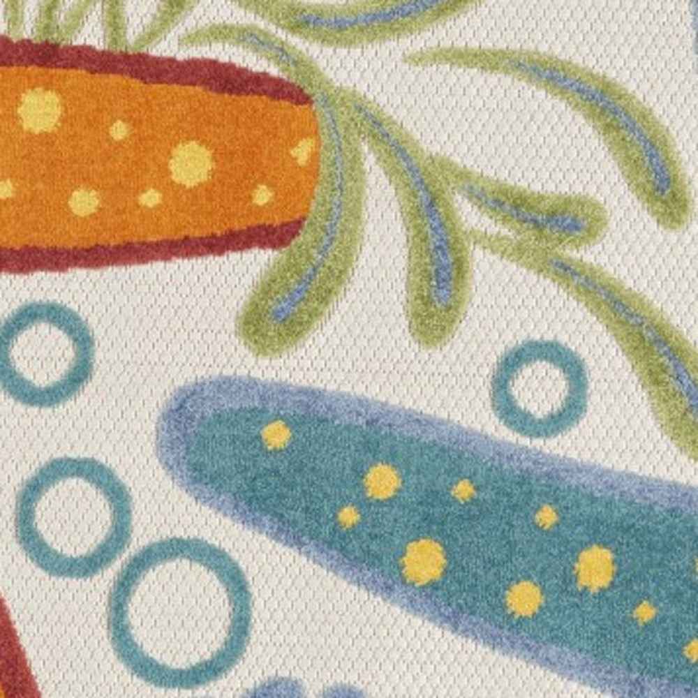 5' Yellow And Ivory Round Indoor Outdoor Area Rug