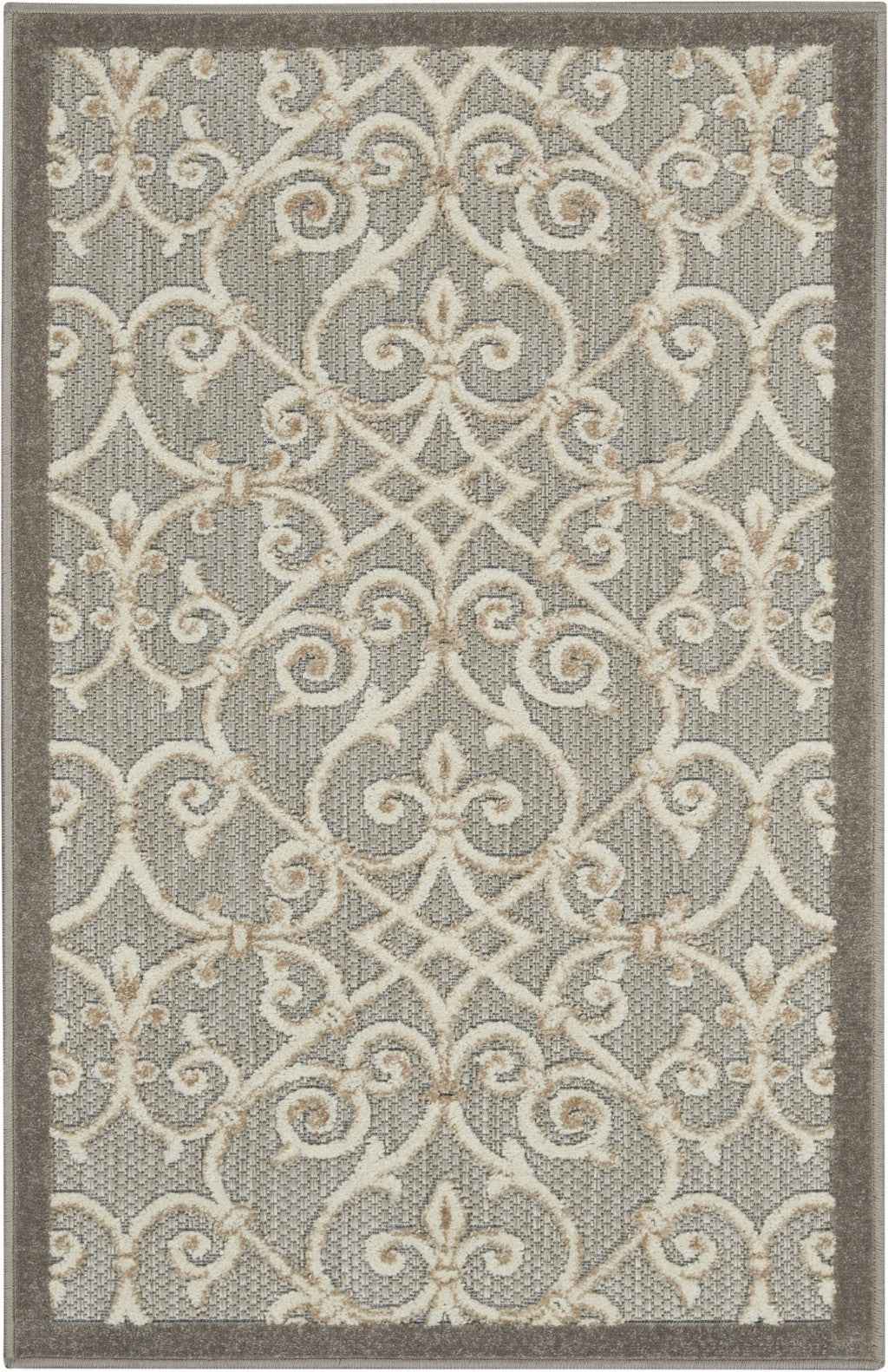 3' X 4' Gray And Ivory Indoor Outdoor Area Rug