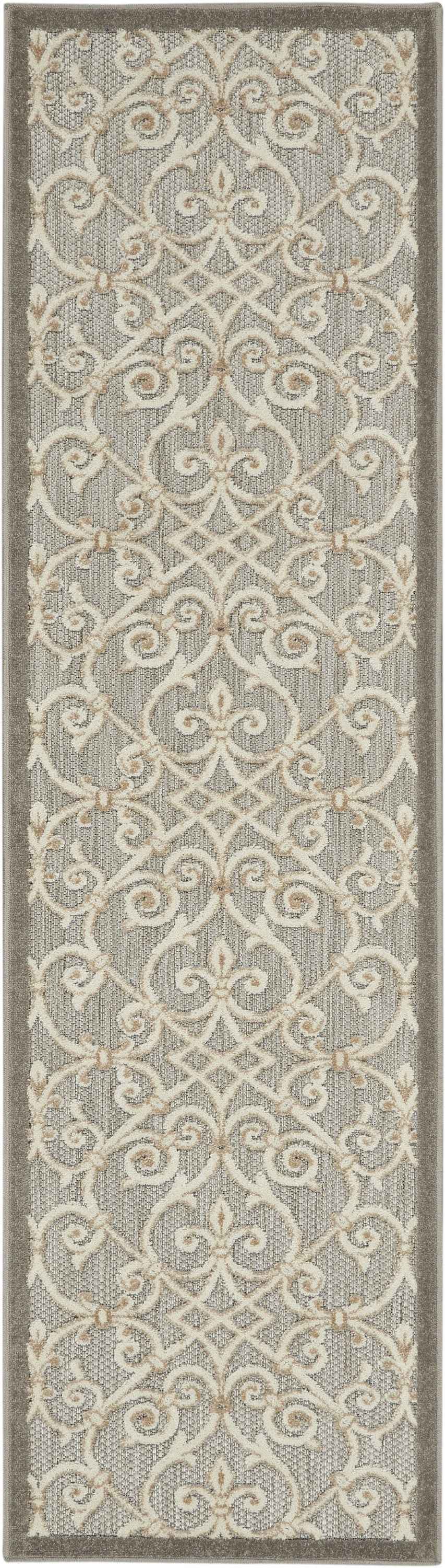 8' Gray And Ivory Indoor Outdoor Area Rug