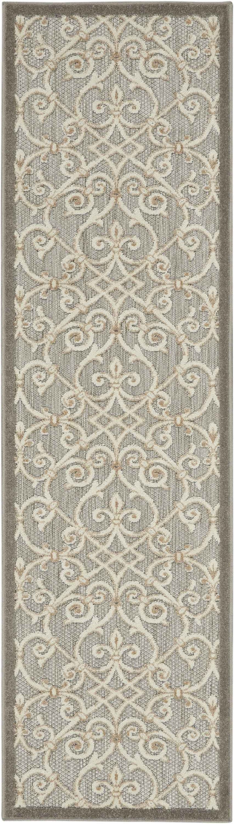 8' Gray And Ivory Indoor Outdoor Area Rug