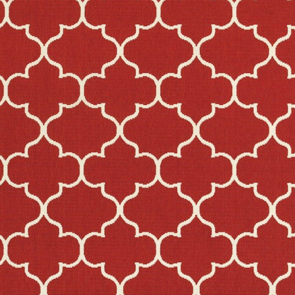 5' X 8' Red And Ivory Indoor Outdoor Area Rug - Outdoor