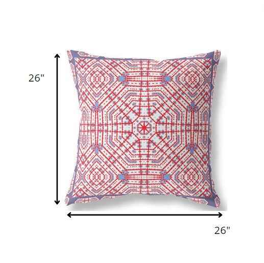 26” Red White Geostar Indoor Outdoor Throw Pillow