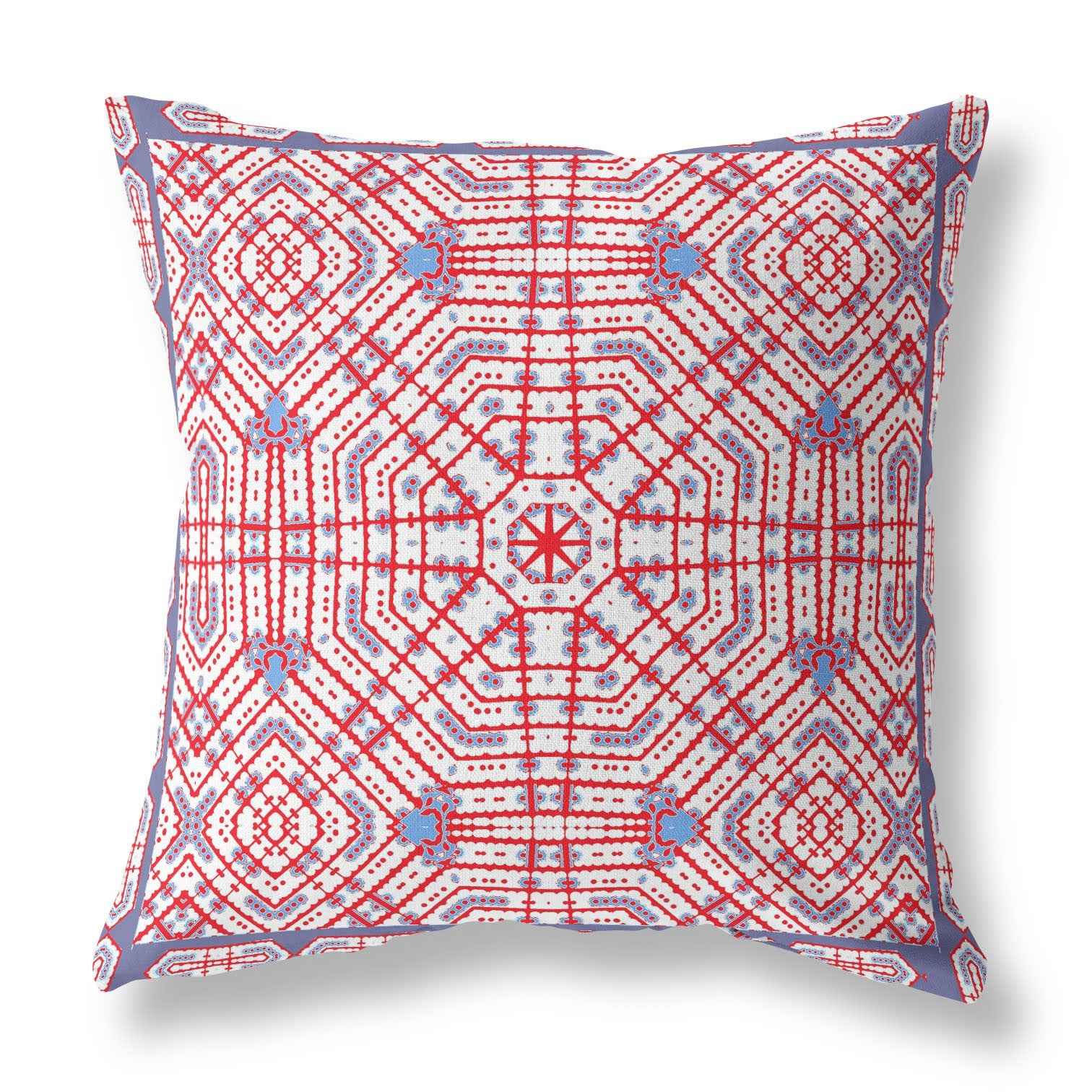 26” Red White Geostar Indoor Outdoor Throw Pillow