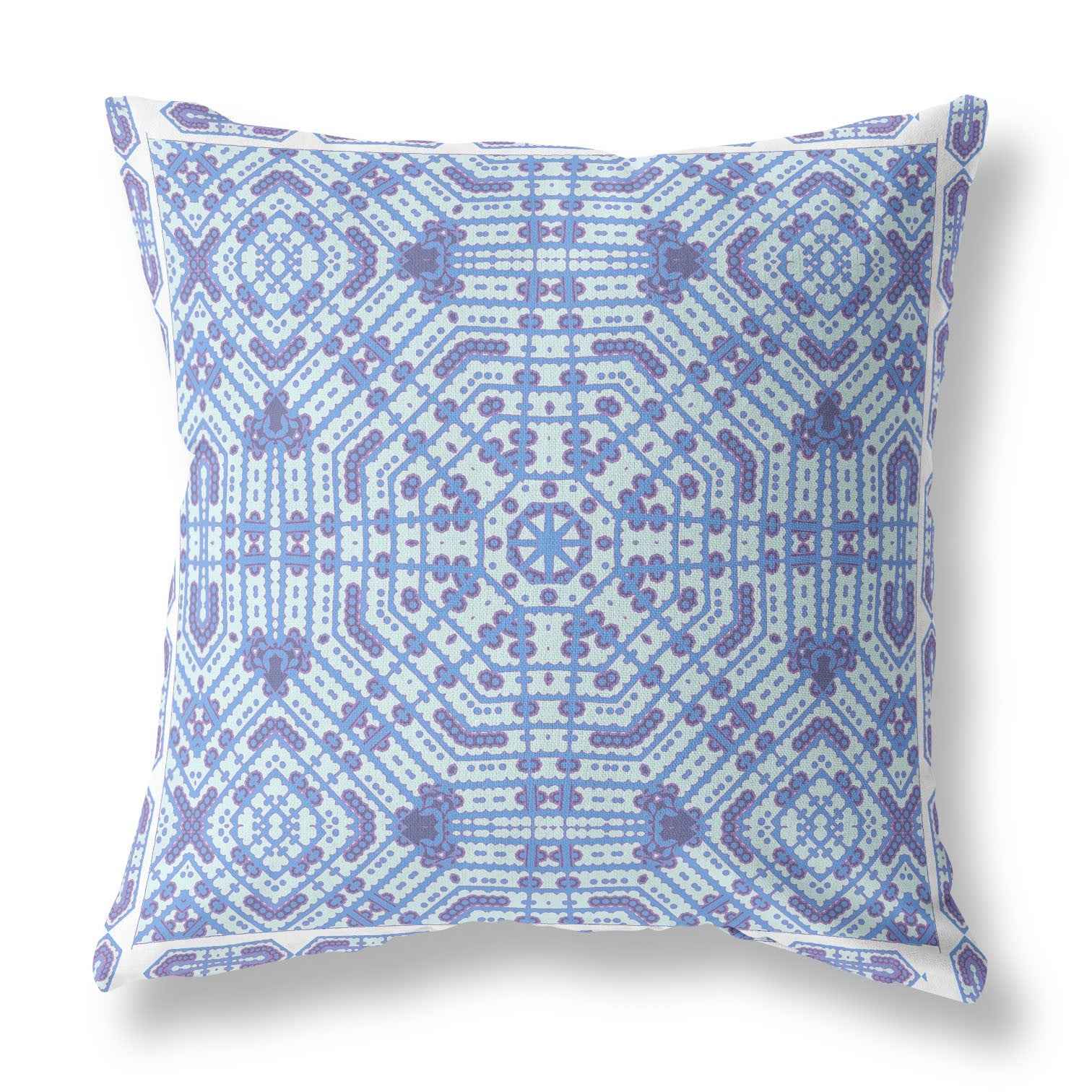 20” Cyan Blue Geostar Indoor Outdoor Throw Pillow
