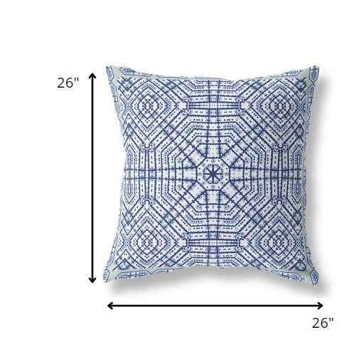 26” Navy White Geostar Indoor Outdoor Throw Pillow