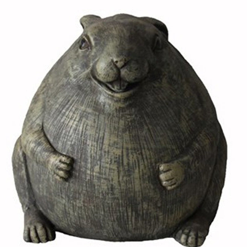 8" Antiqued Gray Chubby Rabbit Garden Statue Homeroots Outdoor