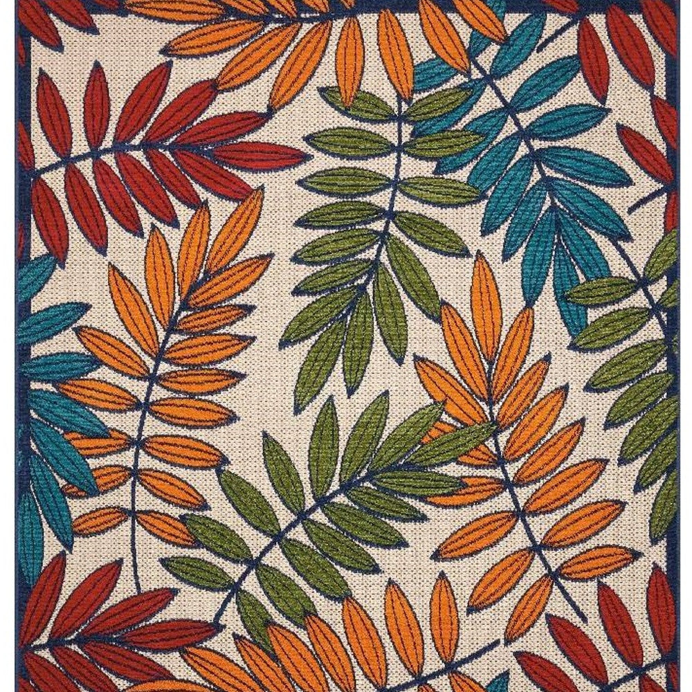 10' X 13' Blue And Beige Indoor Outdoor Area Rug - Outdoor