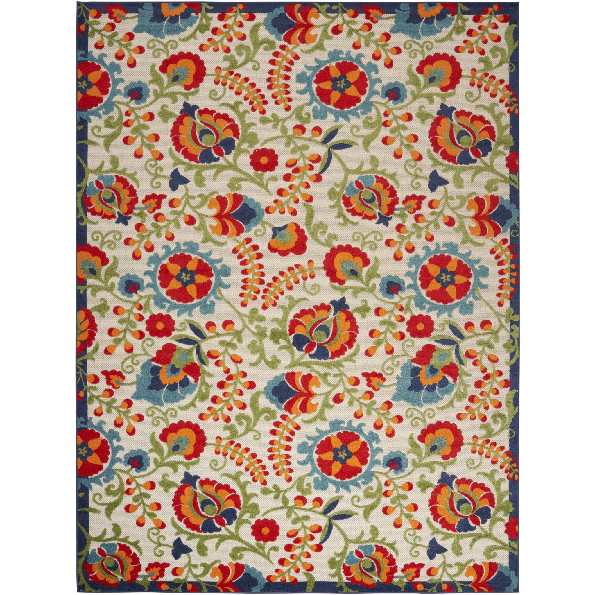 10' X 13' Blue And Beige Indoor Outdoor Area Rug - Outdoor