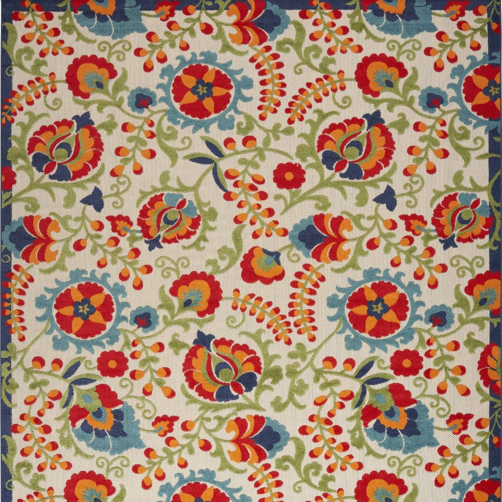 10' X 13' Blue And Beige Indoor Outdoor Area Rug - Outdoor