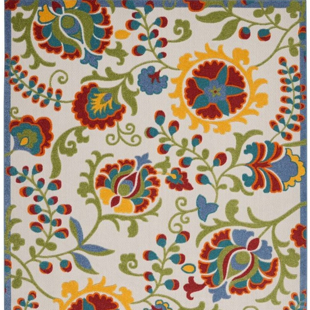 12' X 15' Green And Ivory Indoor Outdoor Area Rug - Outdoor