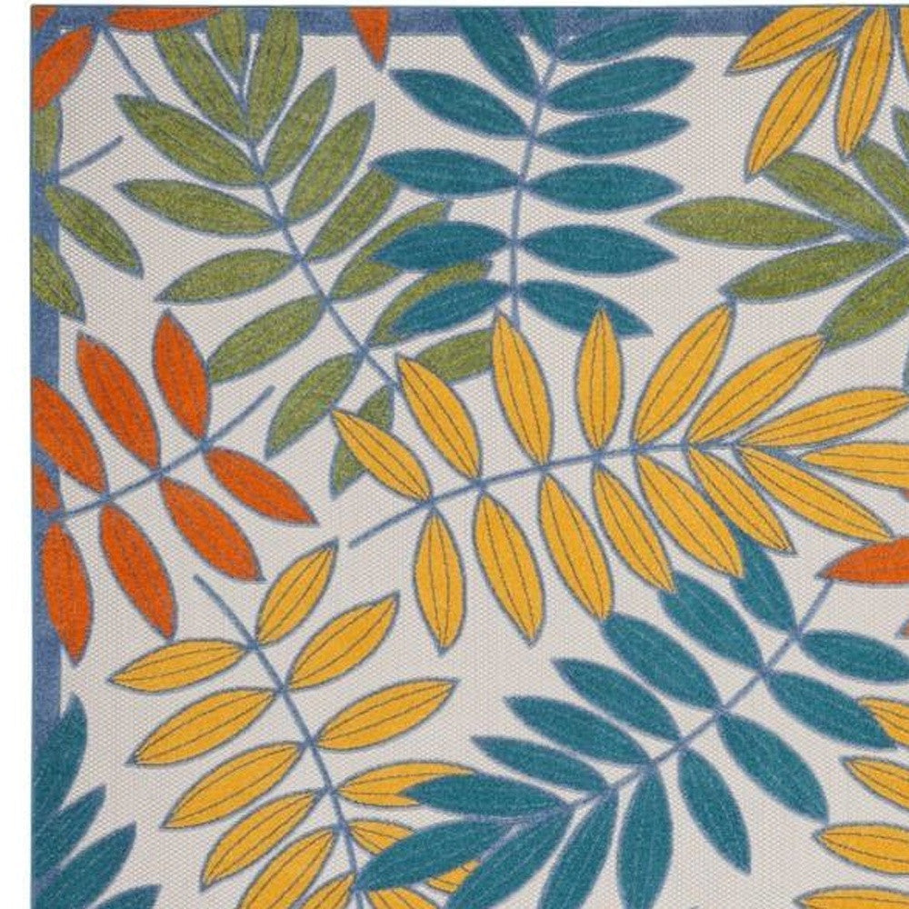 9' X 12' Ivory And Blue Indoor Outdoor Area Rug - Outdoor