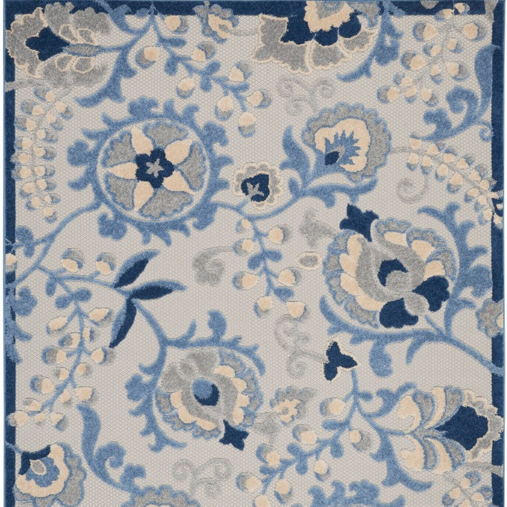 9' X 12' Blue And Gray Indoor Outdoor Area Rug - Outdoor