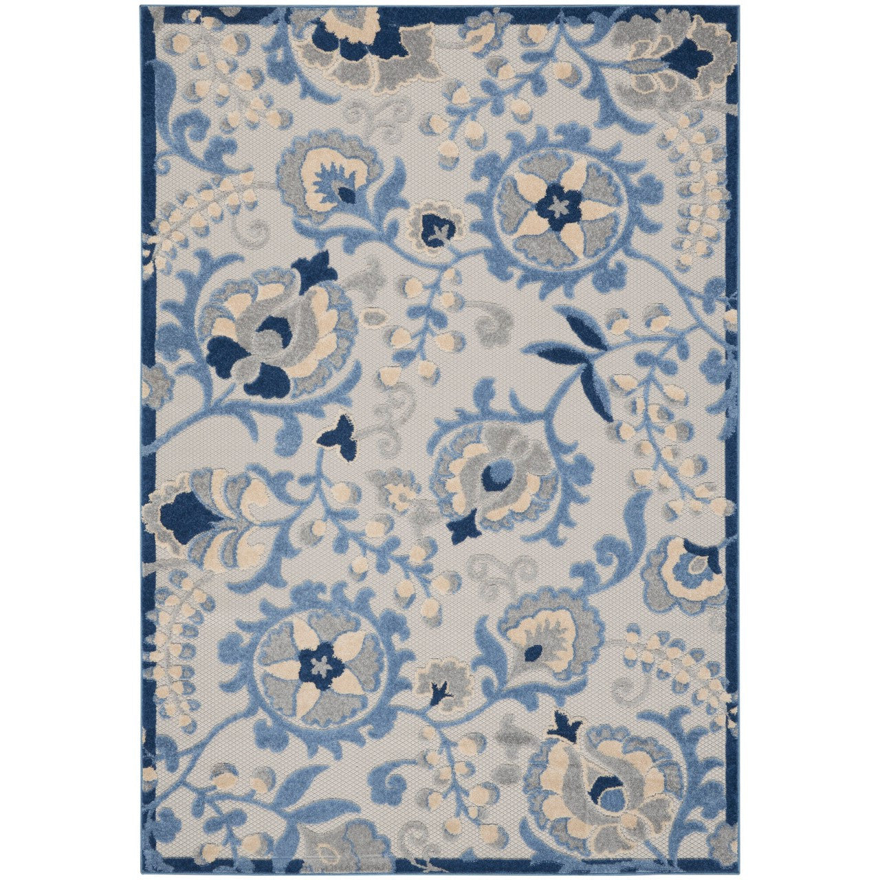 9' X 12' Blue And Gray Indoor Outdoor Area Rug - Outdoor