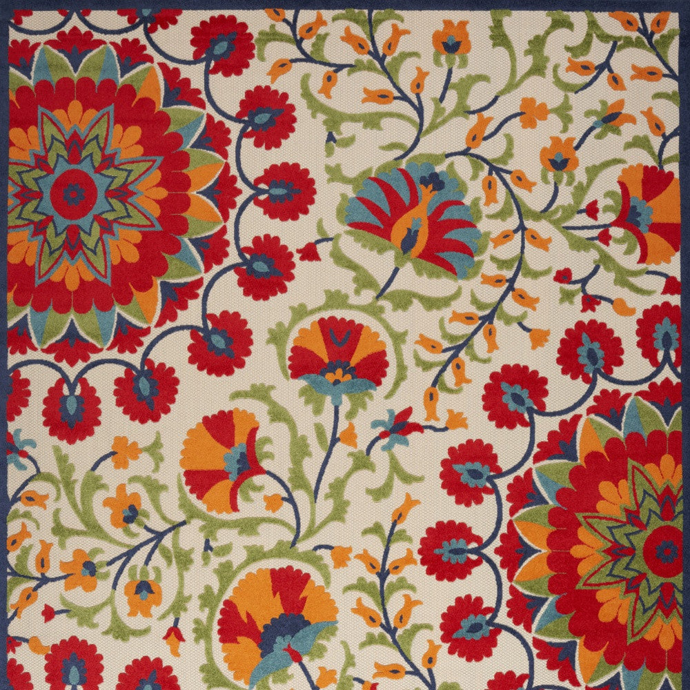 9' X 12' Red And Ivory Indoor Outdoor Area Rug - Outdoor