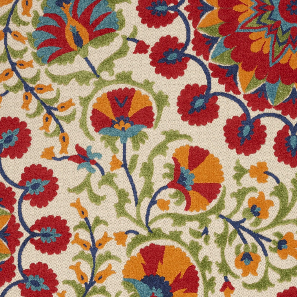 10' X 13' Red And Ivory Indoor Outdoor Area Rug - Outdoor