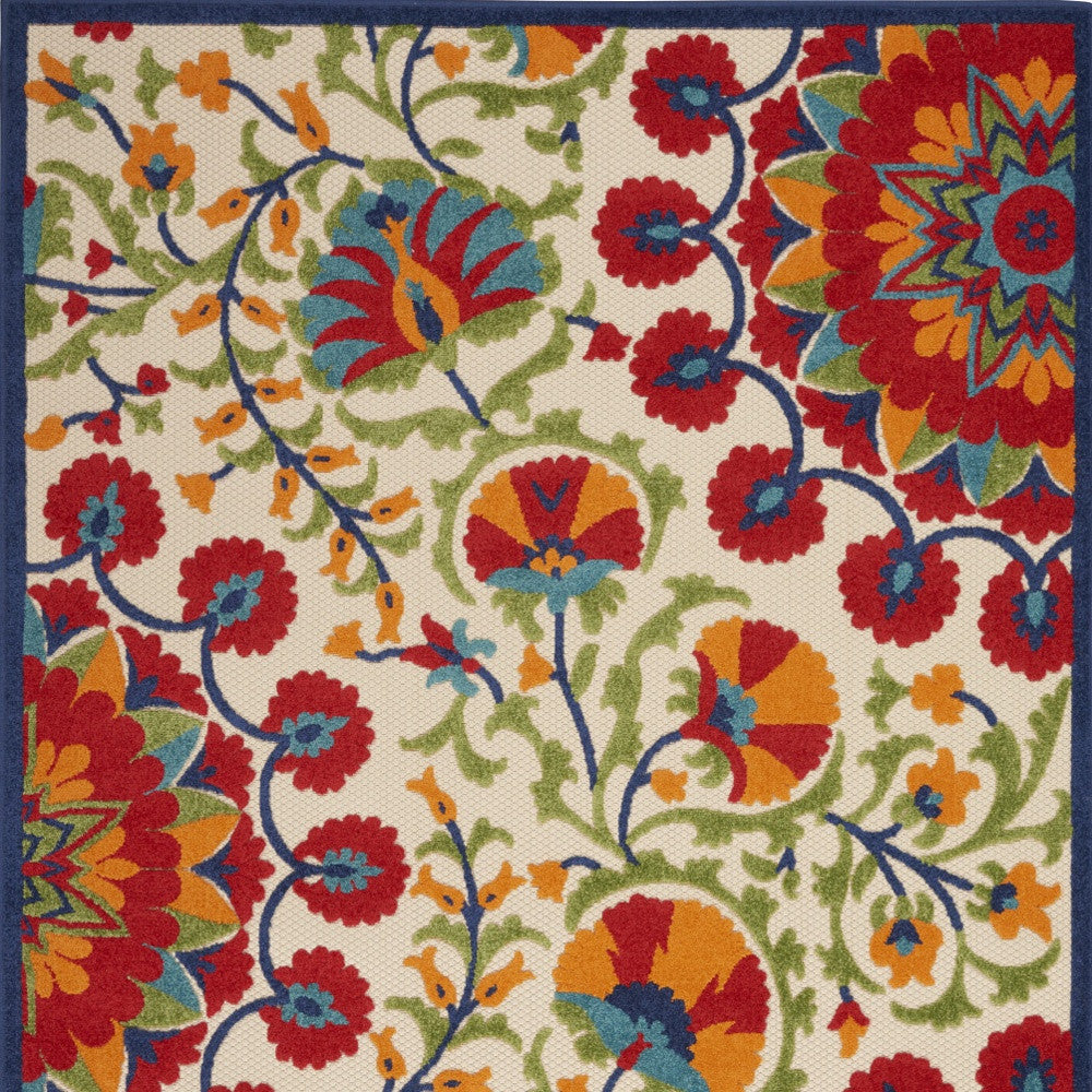 10' X 13' Red And Ivory Indoor Outdoor Area Rug - Outdoor