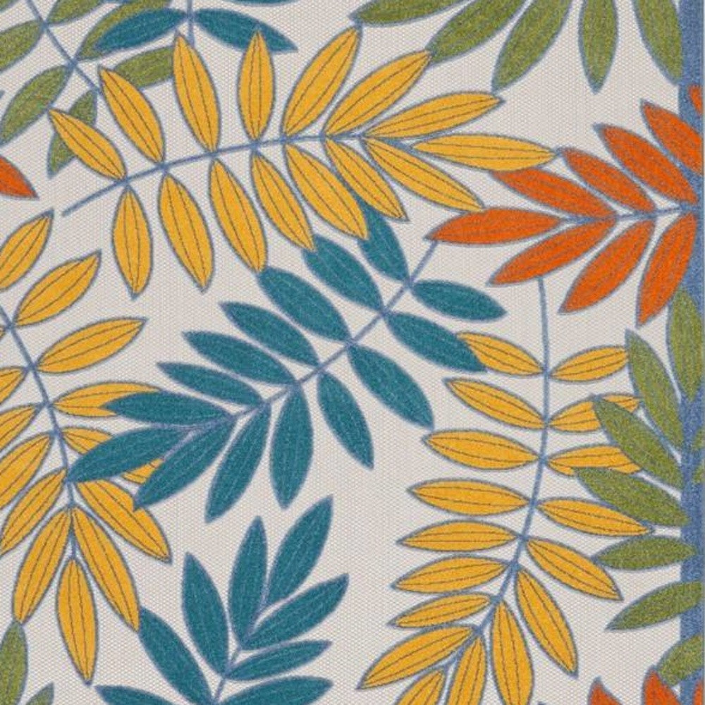 7' X 10' Ivory And Blue Indoor Outdoor Area Rug - Outdoor