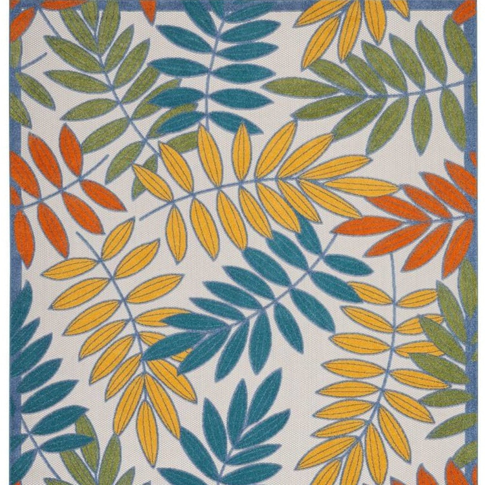 8' X 11' Ivory And Blue Indoor Outdoor Area Rug - Outdoor