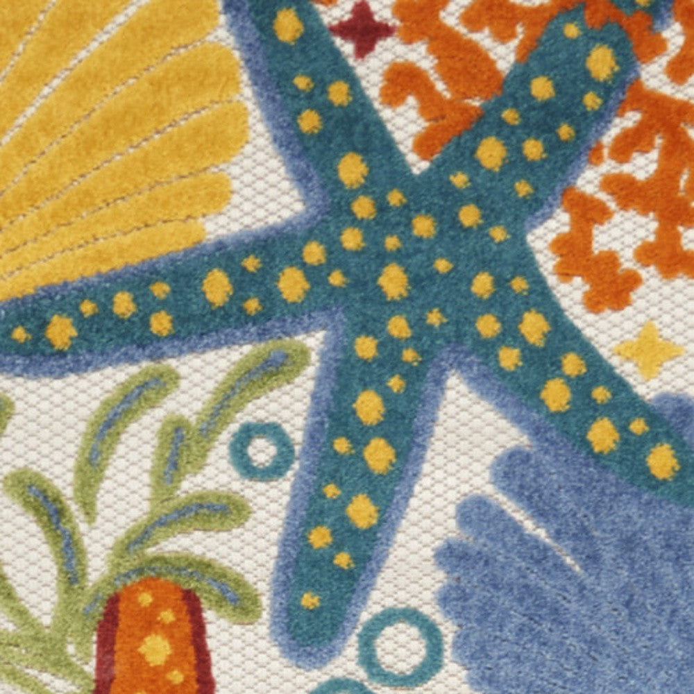 10' Blue And Yellow Indoor Outdoor Runner Rug - Outdoor