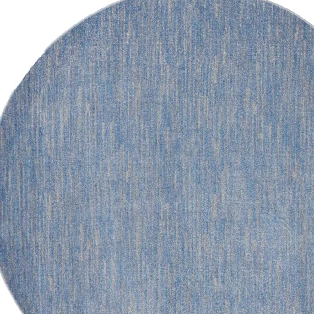 8' X 8' Blue And Gray Round Indoor Outdoor Area Rug - Outdoor