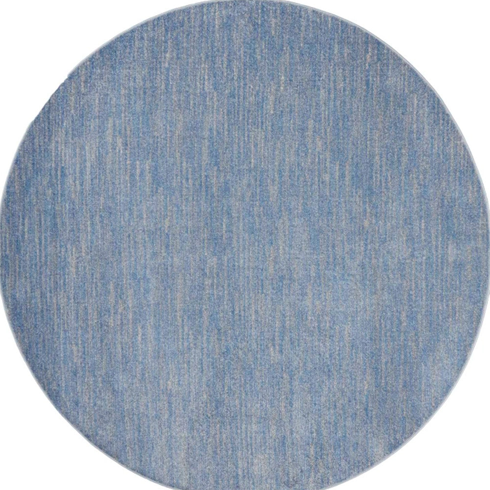 8' X 8' Blue And Gray Round Indoor Outdoor Area Rug - Outdoor
